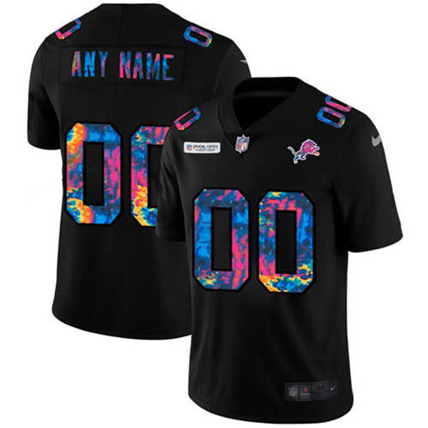 Men's Detroit Lions 2020 Customize Black Crucial Catch Limited Stitched Jersey